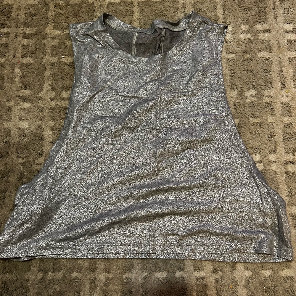 Metallic Silver Sleeveless Top